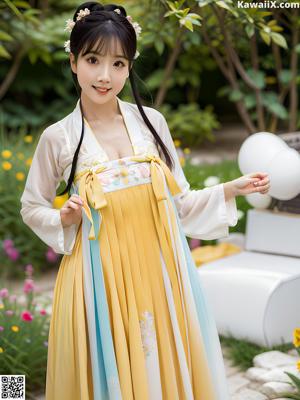 A woman in a white robe posing for the camera.